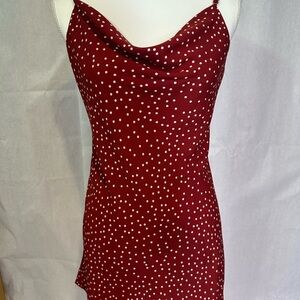 Chic Burgundy Polka Dot Mini Skirt